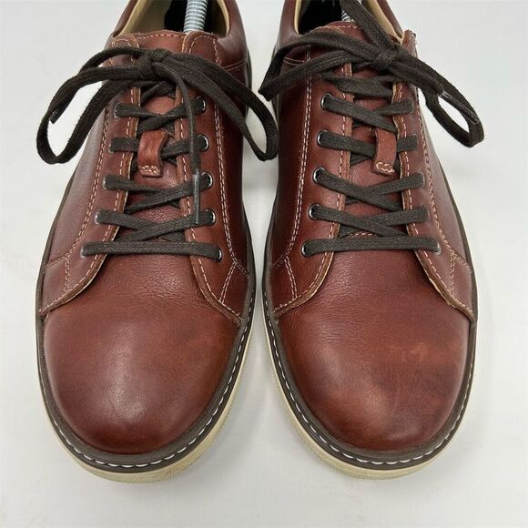 Johnston & Murphy Men's Chestnut Brown Leather Sneakers Size 9.5 Casual Lace-Up - Picture 5 of 12